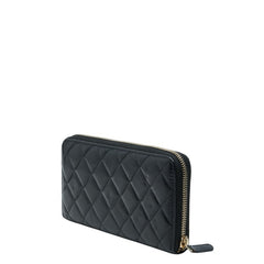 シャネル マトラッセ 2.55 ラッキーチャーム ラウンドファスナー 長財布 ブラック エイジドカーフスキン レディース CHANEL 【中古】