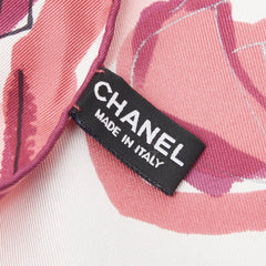 シャネル ココマーク カメリア フラワー 花柄 スカーフ ホワイト マルチカラー シルク レディース CHANEL 【中古】
