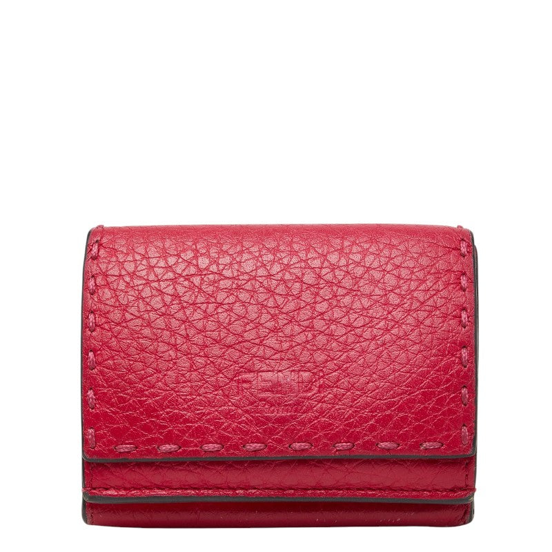フェンディ セレリア 三つ折り財布 コンパクトウォレット 8M0395 ピンク レザー レディース FENDI 【中古】