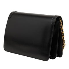 シャネル ココマーク チェーン ショルダーバッグ ブラック レザー レディース CHANEL 【中古】
