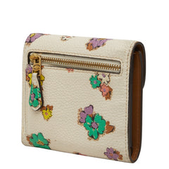 コーチ ウィン スモール ウォレット フローラル 三つ折り財布 アイボリー マルチカラー レザー レディース COACH 【中古】