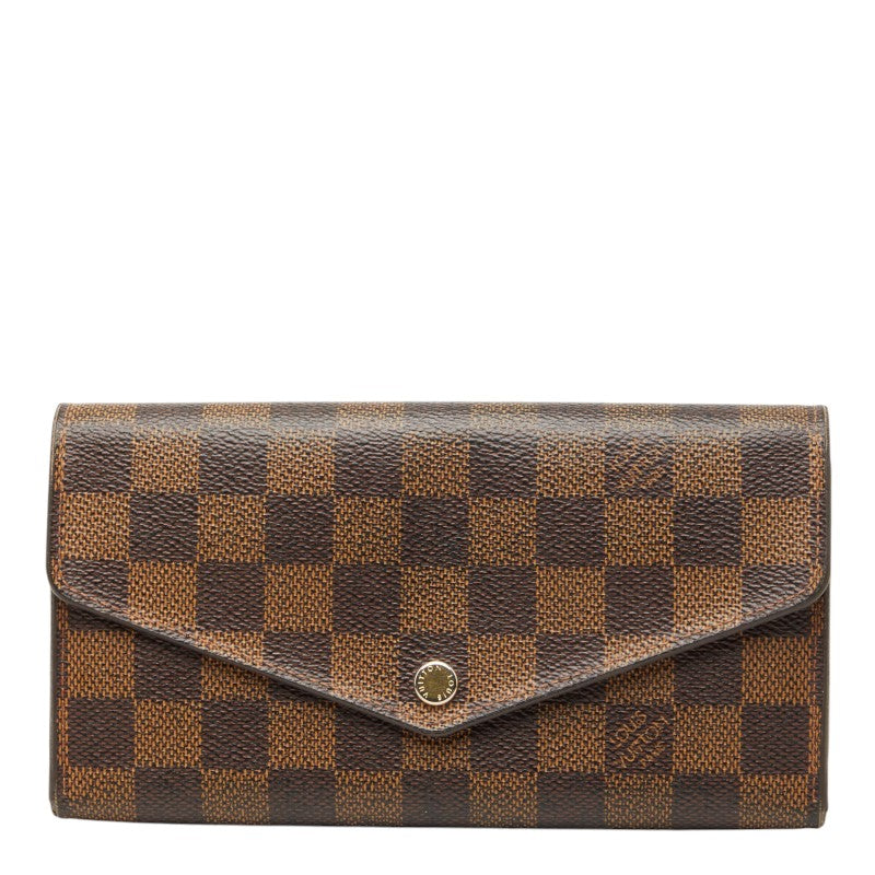 ルイ ヴィトン ダミエ ポルトフォイユ サラ 長財布 N63209 ブラウン PVC レザー レディース LOUIS VUITTON 【中古】