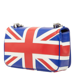 バーバリー TBロゴ ユニオンジャック 国旗 ローラ スモール チェーン ショルダーバッグ レッド ブルー ホワイト レザー レディース BURBERRY 【中古】