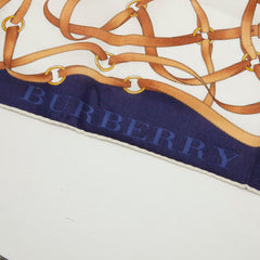 バーバリー ロゴ ベルト モチーフ スカーフ ホワイト マルチカラー コットン レディース BURBERRY 【中古】