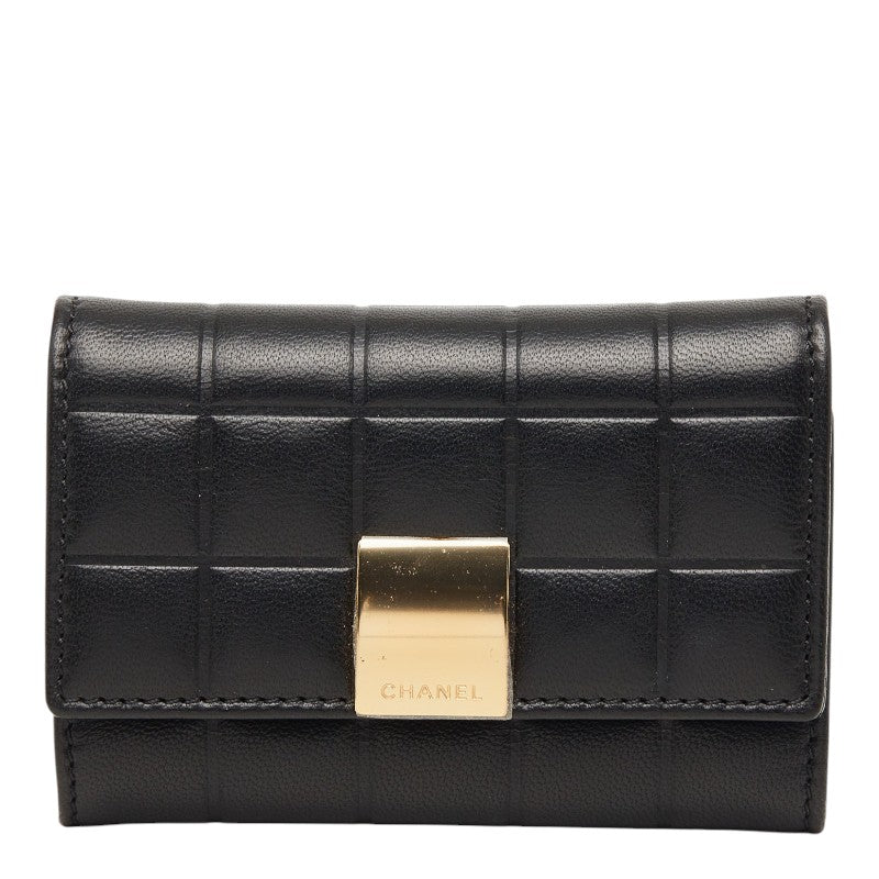 シャネル チョコバー キーケース ブラック レザー レディース CHANEL 【中古】