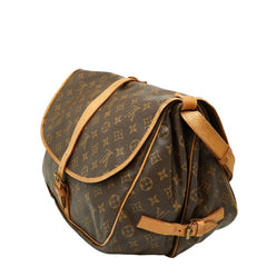 ルイ ヴィトン モノグラム ソミュール35 斜め掛け ショルダーバッグ M42254 ブラウン PVC レザー レディース LOUIS VUITTON 【中古】