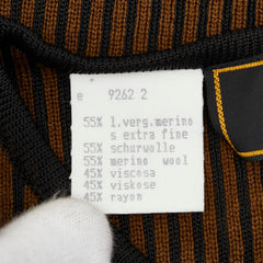 フェンディ 半袖 リブニット Tシャツ サイズ40 ブラック ブラウン ウール レーヨン ビスコース レディース FENDI 【中古】