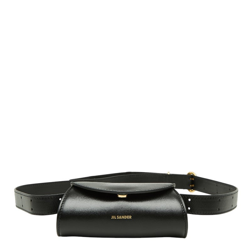 ジルサンダー カンノーロ マイクロ ショルダーバッグ ブラック レザー レディース JIL SANDER 【中古】