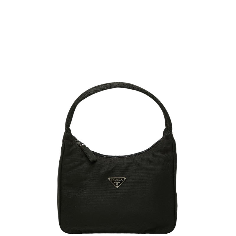 プラダ 三角ロゴプレート ハンドバッグ ブラック ナイロン レディース PRADA 【中古】