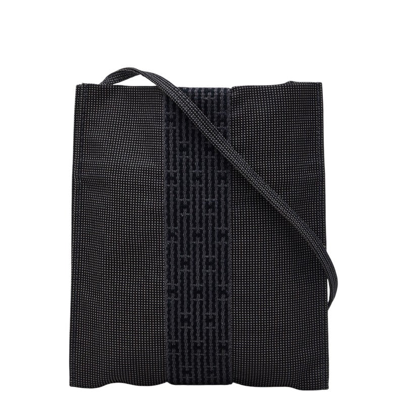 エルメス エールライン 斜め掛け ショルダーバッグ ポシェット グレー キャンバス レディース HERMES 【中古】