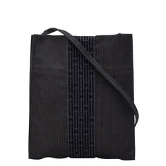 エルメス エールライン 斜め掛け ショルダーバッグ ポシェット グレー キャンバス レディース HERMES 【中古】