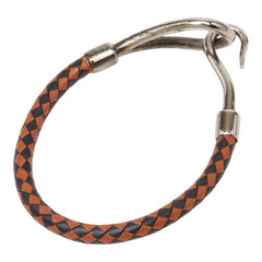 エルメス ジャンボブレス ブレスレット シルバーブラウン メタル レザー レディース HERMES 【中古】