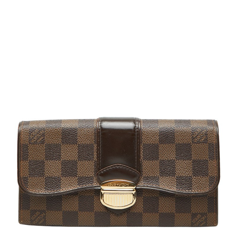ルイ ヴィトン ダミエ システィナ 長財布 N61747 ブラウン PVC レザー レディース LOUIS VUITTON 【中古】