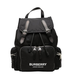 バーバリー ロゴプリント リュック バックパック 8011617 ブラック カーフ ナイロン レディース BURBERRY 【中古】