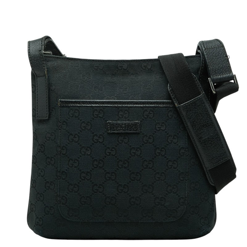 グッチ GGキャンバス 斜め掛け ショルダーバッグ 122793 ネイビー キャンバス レザー レディース GUCCI 【中古】