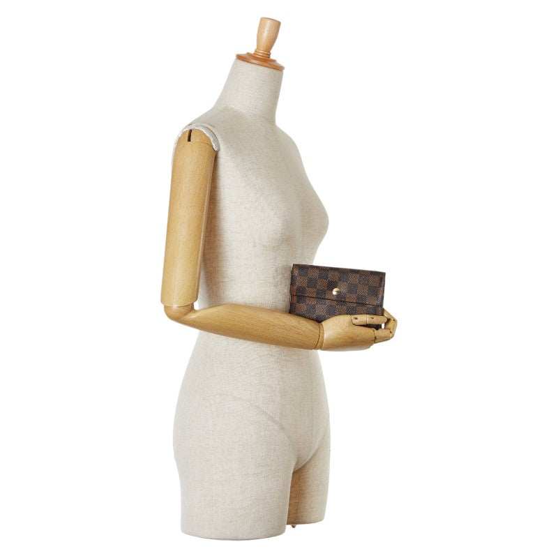 ルイ ヴィトン ダミエ ポルトフォイユ アレクサンドラ 二つ折り財布 N63067 ブラウン PVC レディース LOUIS VUITTON 【中古】
