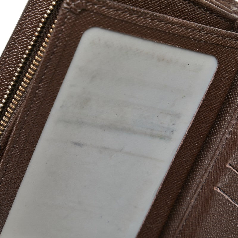 ルイ ヴィトン ダミエ ポルトフォイユ アレクサンドラ 二つ折り財布 N63067 ブラウン PVC レディース LOUIS VUITTON 【中古】