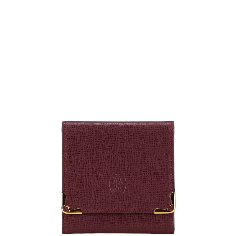 カルティエ マストライン コインケース 小銭入れ ボルドー ワインレッド レザー レディース CARTIER 中古