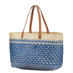 トリーバーチ トートバッグ カゴバッグ ブルー ベージュ ラフィア レザー レディース Tory Burch 中古