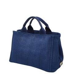 プラダ 三角ロゴプレート カナパ ミニ ハンドバッグ ショルダーバッグ 2WAY B2439G ブルー キャンバス レディース PRADA 【中古】