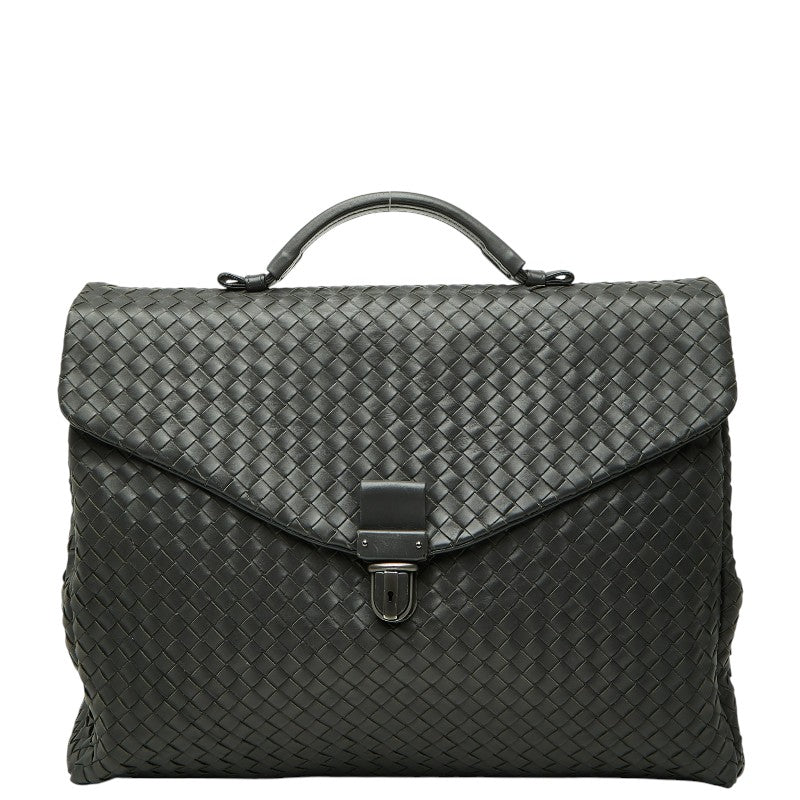 ボッテガヴェネタ イントレチャート ビジネスバッグ ブリーフケース グレー レザー メンズ BOTTEGAVENETA 【中古】