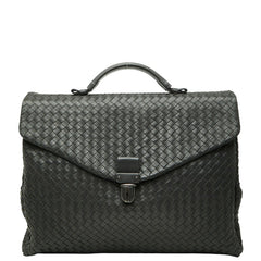 ボッテガヴェネタ イントレチャート ビジネスバッグ ブリーフケース グレー レザー メンズ BOTTEGAVENETA 【中古】