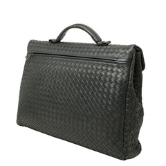 ボッテガヴェネタ イントレチャート ビジネスバッグ ブリーフケース グレー レザー メンズ BOTTEGAVENETA 【中古】