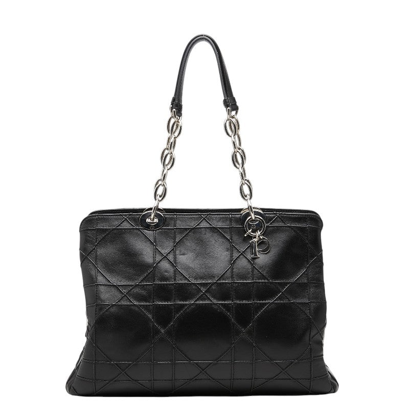 ディオール カナージュ グランヴィル チェーン ハンドバッグ ブラック レザー レディース Dior 【中古】