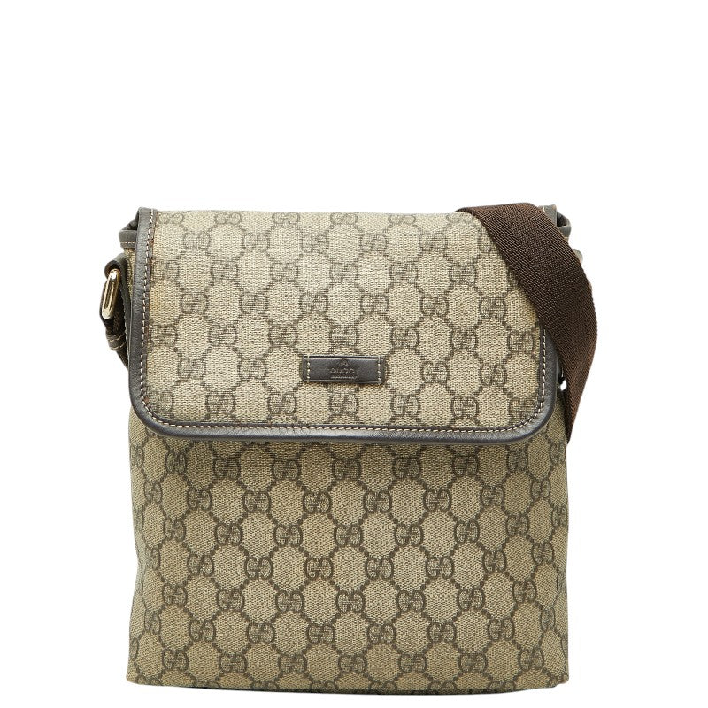 グッチ GGスプリーム 斜め掛け ショルダーバッグ 223666 ベージュ ブラウン PVC レザー レディース GUCCI 【中古】