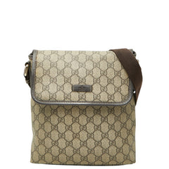 グッチ GGスプリーム 斜め掛け ショルダーバッグ 223666 ベージュ ブラウン PVC レザー レディース GUCCI 【中古】