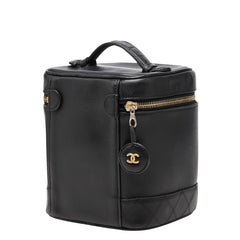 シャネル ビコローレ バニティバッグ ハンドバッグ ブラック ラムスキン レディース CHANEL 【中古】