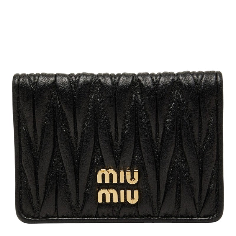 ミュウミュウ マテラッセ カードケース ブラック レザー レディース MIUMIU 【中古】