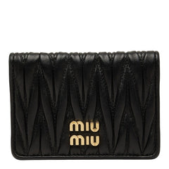 ミュウミュウ マテラッセ カードケース ブラック レザー レディース MIUMIU 【中古】