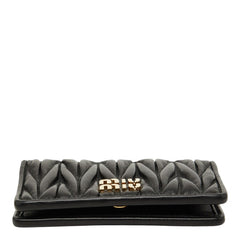 ミュウミュウ マテラッセ カードケース ブラック レザー レディース MIUMIU 【中古】