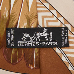 エルメス フェザー ネクタイ ブラウン シルク メンズ HERMES 【中古】