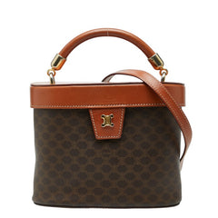 セリーヌ マカダム バニティバッグ ショルダーバッグ 2WAY ブラウン PVC レザー レディース CELINE 【中古】