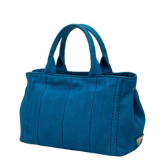 プラダ 三角ロゴプレート カナパ ハンドバッグ ショルダーバッグ 2WAY B2439G ブルー キャンバス レディース PRADA 【中古】