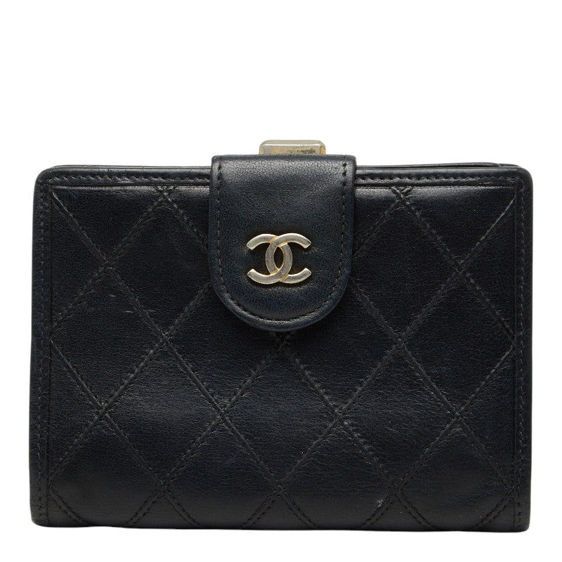シャネル ココマーク ビコローレ 二つ折り財布 ブラック レザー レディース CHANEL 【中古】