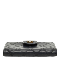 シャネル ココマーク ビコローレ 二つ折り財布 ブラック レザー レディース CHANEL 【中古】