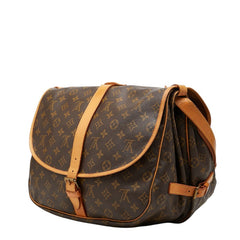 ルイ ヴィトン モノグラム ソミュール35 斜め掛け ショルダーバッグ M42254 ブラウン PVC レザー レディース LOUIS VUITTON 【中古】