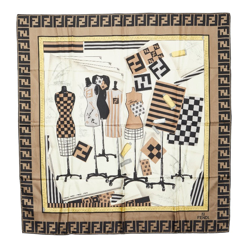 フェンディ ズッカ トルソー モチーフ スカーフ マルチカラー シルク レディース FENDI 【中古】