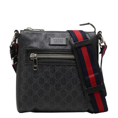 グッチ GGスプリーム シェリーライン 斜め掛け ショルダーバッグ 523599 ブラック PVC レザー レディース GUCCI 【中古】