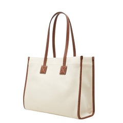 バーバリー スモール フレイヤ トートバッグ ショルダーバッグ 8044138 アイボリー ブラウン キャンバス レザー レディース BURBERRY 【中古】