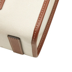 バーバリー スモール フレイヤ トートバッグ ショルダーバッグ 8044138 アイボリー ブラウン キャンバス レザー レディース BURBERRY 【中古】