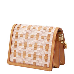 ルイ ヴィトン ドーフィーヌMINI 斜め掛け ショルダーバッグ ピンク ベージュ レザー ストロー レディース LOUIS VUITTON 【中古】