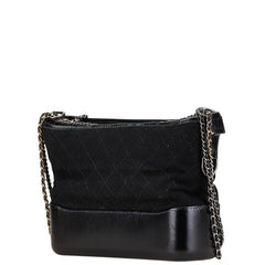 シャネル ガブリエル チェーン ショルダーバッグ ブラック フェルト レザー レディース CHANEL 中古