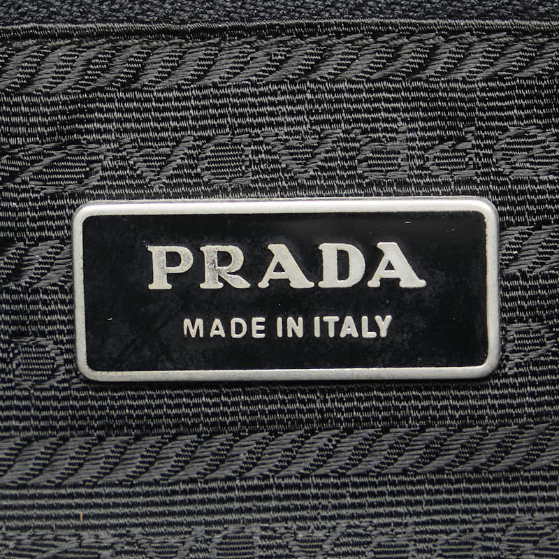 プラダ 三角ロゴプレート テスート ショルダーバッグ ブラック ナイロン レザー レディース PRADA 【中古】