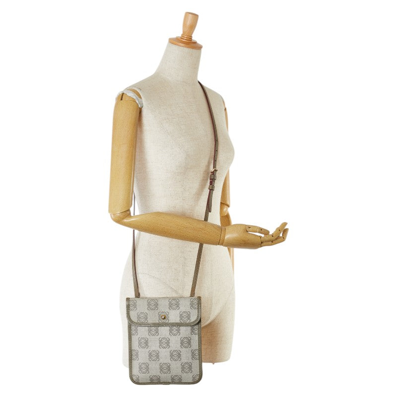 ロエベ アナグラム ショルダーバッグ カーキグリーン レザー レディース LOEWE 【中古】