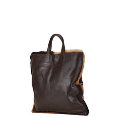 ロエベ ハンドバッグ ブラウン ベージュ ファー レザー レディース LOEWE 【中古】