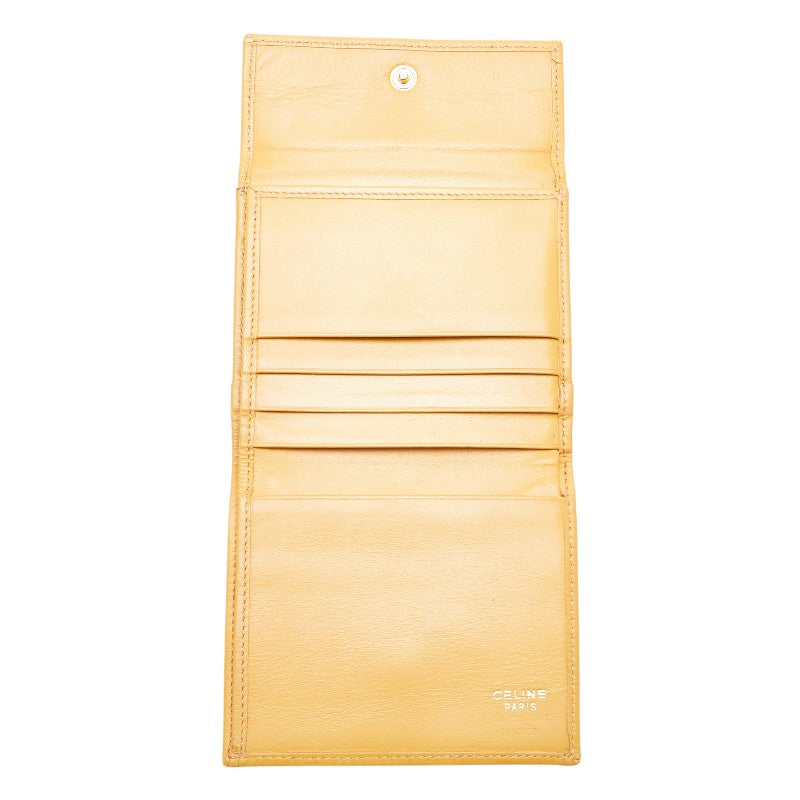 セリーヌ マカダム 二つ折り財布 イエロー ブラウン PVC レザー レディース CELINE 【中古】